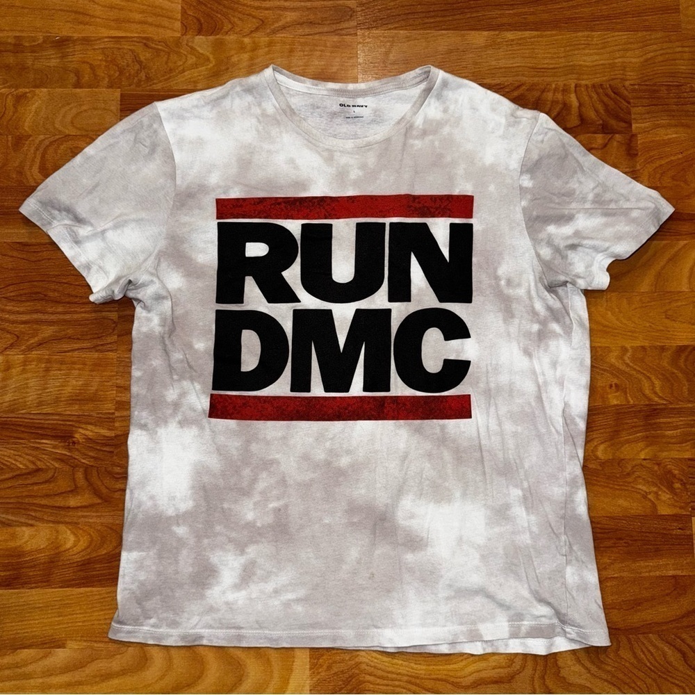 RUN DMC Tie Dye T Shirt Mens L Old Navy Band Shirt 100% Cotton Graphic Print Tee